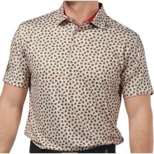 Barstool Sports Printed Performance Polo Men's XXL Pizza Light Yellow Golf Food